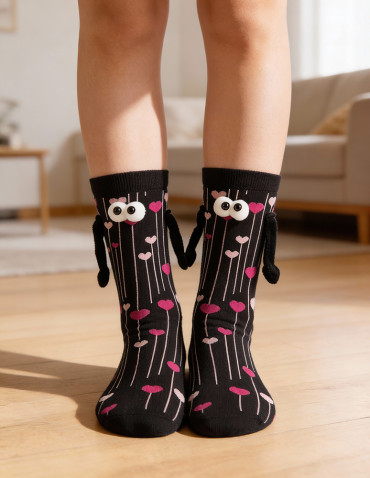 Skarpetki długie - Zabawne skarpety damskie Friendsy z magnetycznymi rączkami WZÓR 2 - produkt 4