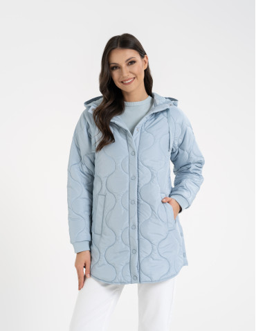 Kurtki i kamizelki - Kurtka damska przejściowa z kapturem i mankietami NIEBIESKI - produkt 9
