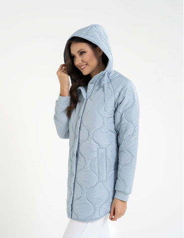 Kurtki i kamizelki - Kurtka damska przejściowa z kapturem i mankietami NIEBIESKI - produkt 10