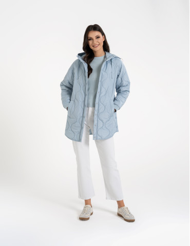 Kurtki i kamizelki - Kurtka damska przejściowa z kapturem i mankietami NIEBIESKI - produkt 12