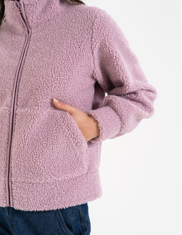 Bluzy damskie - Bluza damska sherpa ze stójką RÓŻOWY - produkt 5