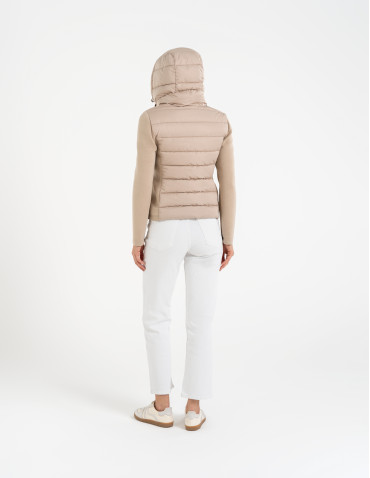 Kurtki i kamizelki - Kurtka damska przejściowa z kapturem BEŻOWY - produkt 11