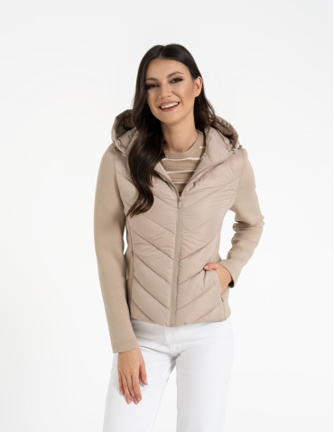 Kurtka damska przejściowa z kapturem - BEŻOWY  - produkt 2