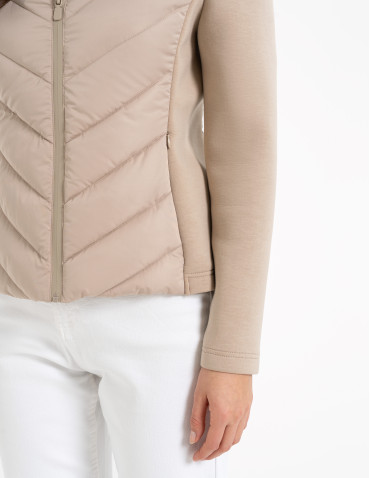 Kurtki i kamizelki - Kurtka damska przejściowa z kapturem BEŻOWY - produkt 6