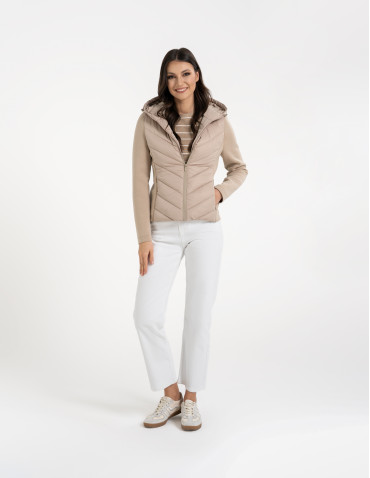 Kurtki i kamizelki - Kurtka damska przejściowa z kapturem BEŻOWY - produkt 13