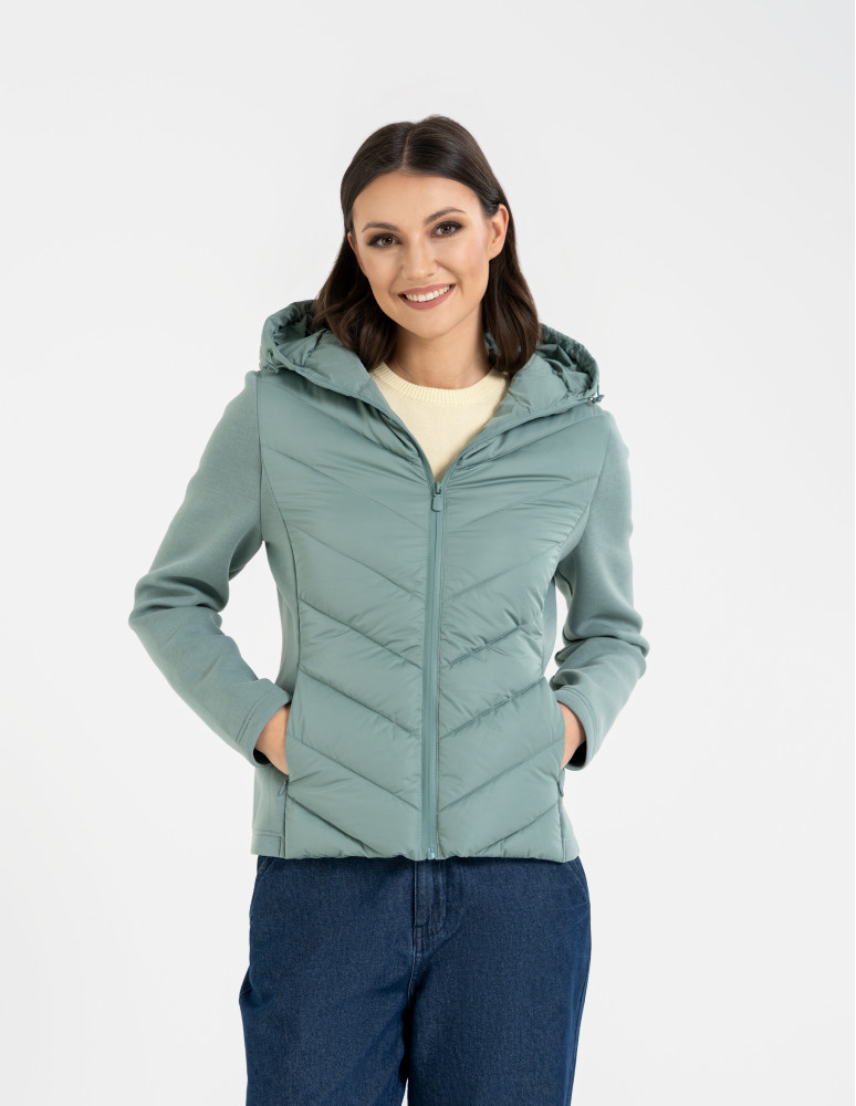 Kurtki i kamizelki - Kurtka damska przejściowa z kapturem JASNY ZIELONY  - produkt moraj.pl 6