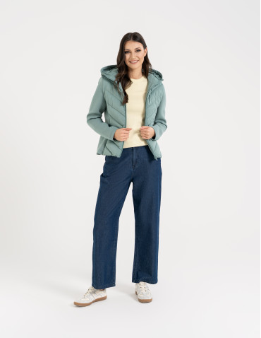 Kurtki i kamizelki - Kurtka damska przejściowa z kapturem JASNY ZIELONY - produkt 7