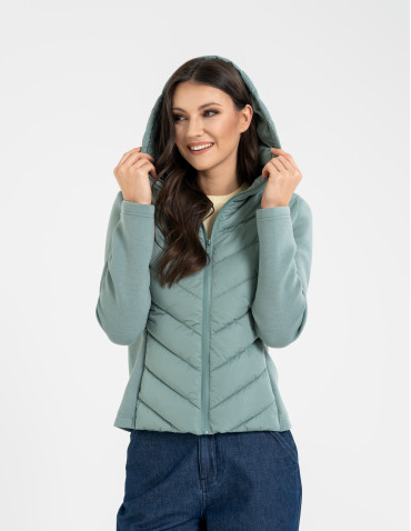 Kurtki i kamizelki - Kurtka damska przejściowa z kapturem JASNY ZIELONY - produkt 9