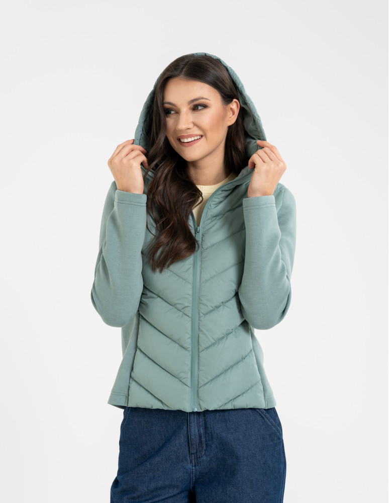 Kurtki i kamizelki - Kurtka damska przejściowa z kapturem JASNY ZIELONY  - produkt moraj.pl 9
