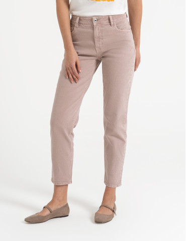 Spodnie damskie - Damskie spodnie jeansowe mom fit JASNY RÓŻOWY - produkt 5