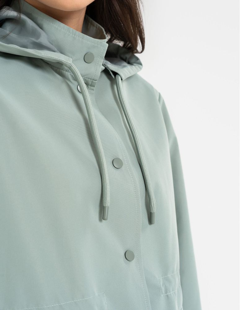 Kurtki i kamizelki - Kurtka damska parka przeciwdeszczowa z kapturem JASNY ZIELONY  - produkt moraj.pl 10