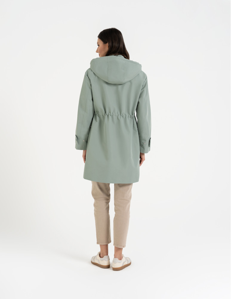 Kurtki i kamizelki - Kurtka damska parka przeciwdeszczowa z kapturem JASNY ZIELONY  - produkt moraj.pl 11