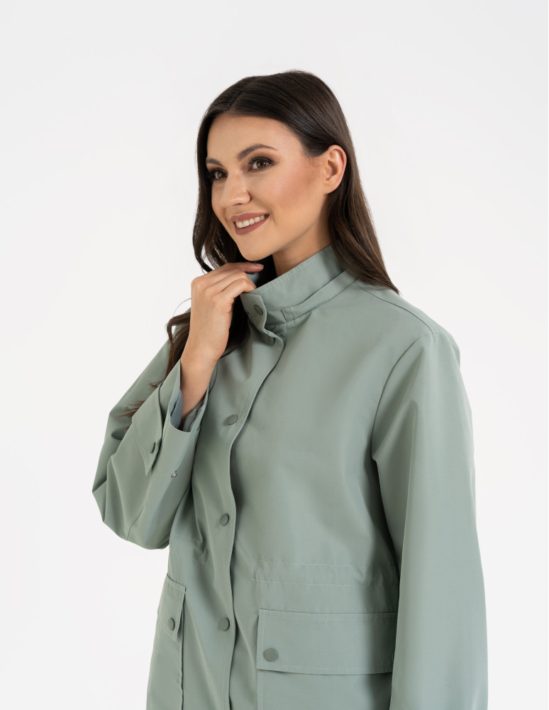 Kurtki i kamizelki - Kurtka damska parka przeciwdeszczowa z kapturem JASNY ZIELONY  - produkt moraj.pl 12