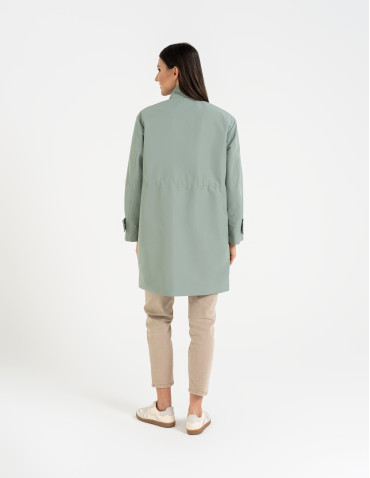 Kurtki i kamizelki - Kurtka damska parka przeciwdeszczowa z kapturem JASNY ZIELONY - produkt 13