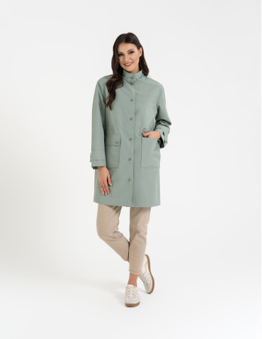 Kurtki i kamizelki - Kurtka damska parka przeciwdeszczowa z kapturem JASNY ZIELONY - produkt 14