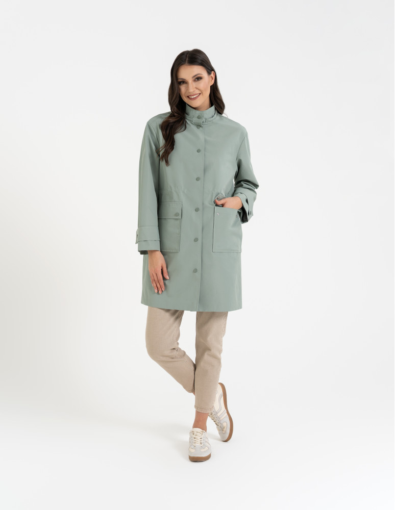 Kurtki i kamizelki - Kurtka damska parka przeciwdeszczowa z kapturem JASNY ZIELONY  - produkt moraj.pl 14