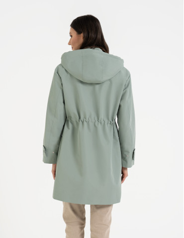 Kurtki i kamizelki - Kurtka damska parka przeciwdeszczowa z kapturem JASNY ZIELONY - produkt 3