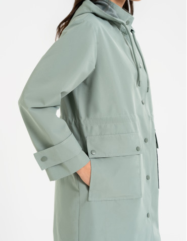 Kurtki i kamizelki - Kurtka damska parka przeciwdeszczowa z kapturem JASNY ZIELONY - produkt 4