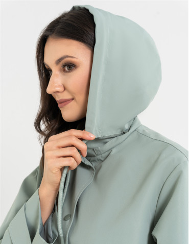 Kurtki i kamizelki - Kurtka damska parka przeciwdeszczowa z kapturem JASNY ZIELONY - produkt 5