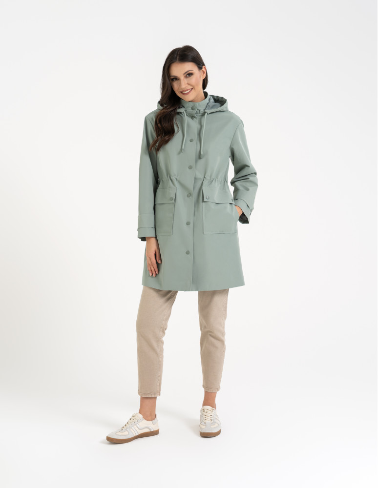 Kurtki i kamizelki - Kurtka damska parka przeciwdeszczowa z kapturem JASNY ZIELONY  - produkt moraj.pl 16