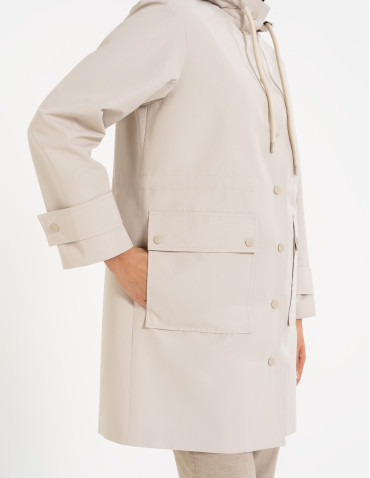 Kurtki i kamizelki - Kurtka damska parka przeciwdeszczowa z kapturem BEŻOWY - produkt 11