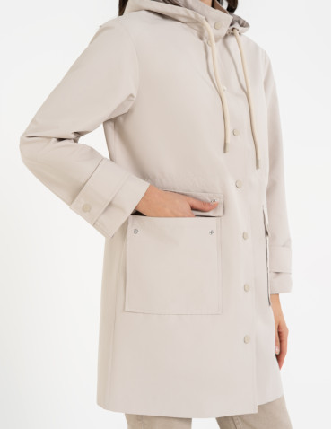 Kurtki i kamizelki - Kurtka damska parka przeciwdeszczowa z kapturem BEŻOWY - produkt 7