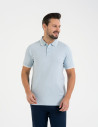 Męska koszulka polo z kolorowym paskiem na kołnierzu NIEBIESKI