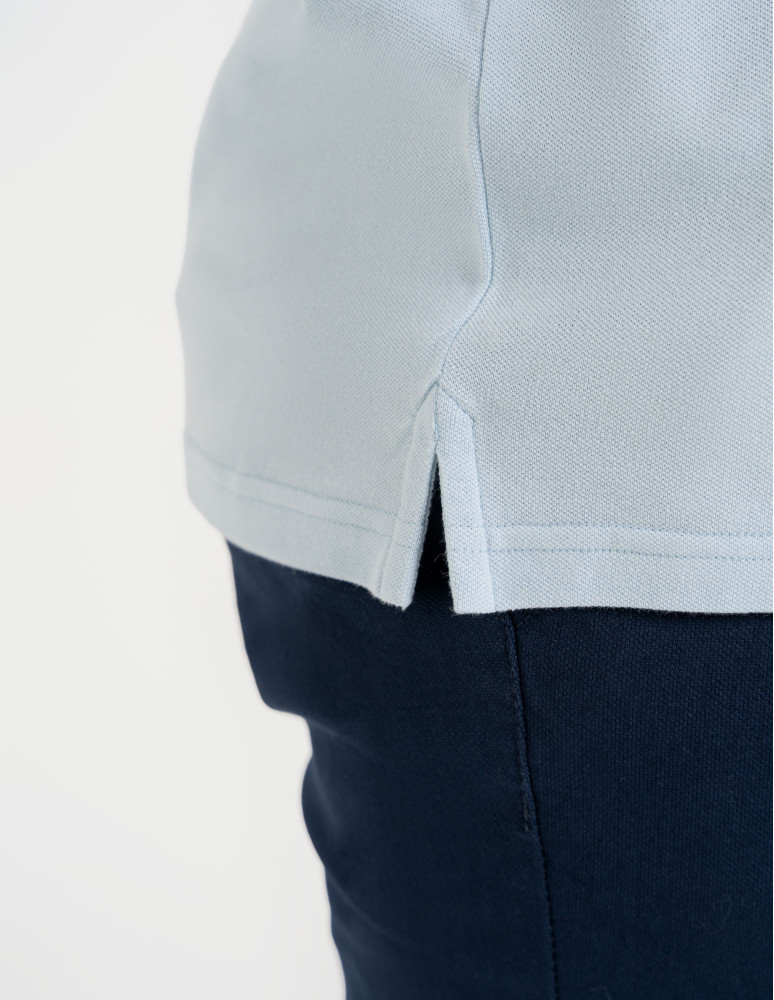 Polo - Męska koszulka polo z kolorowym paskiem na kołnierzu NIEBIESKI  - produkt moraj.pl 3