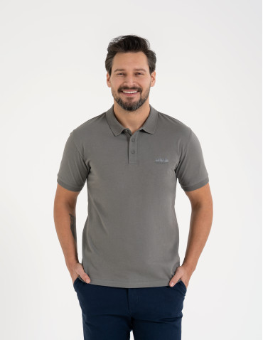 Męska koszulka polo z krótkim rękawem - SZARY
