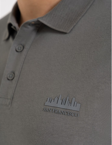 Męska koszulka polo z krótkim rękawem - SZARY  - produkt 2