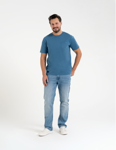 Spodnie męskie - Męskie jeansy klasyczne spodnie JASNY NIEBIESKI  - produkt 7