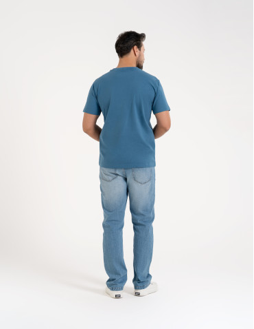 Spodnie męskie - Męskie jeansy klasyczne spodnie JASNY NIEBIESKI  - produkt 9