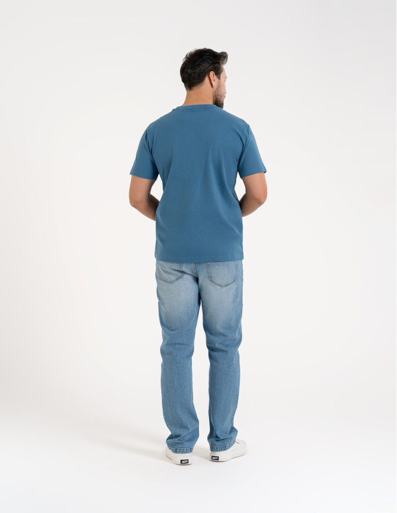 Spodnie męskie - Męskie jeansy klasyczne spodnie JASNY NIEBIESKI   - produkt moraj.pl 9