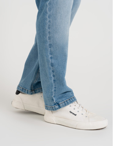 Spodnie męskie - Męskie jeansy klasyczne spodnie JASNY NIEBIESKI  - produkt 10