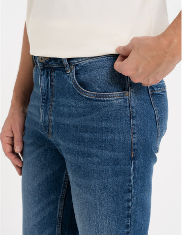 Spodnie męskie - Męskie jeansy klasyczne spodnie NIEBIESKI - produkt 11