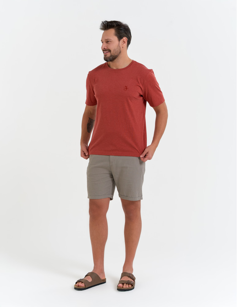 Koszulki z krótkim rękawem - Męska koszulka z krótkim rękawem z efektem peach touch CZERWONY - produkt moraj.pl 4