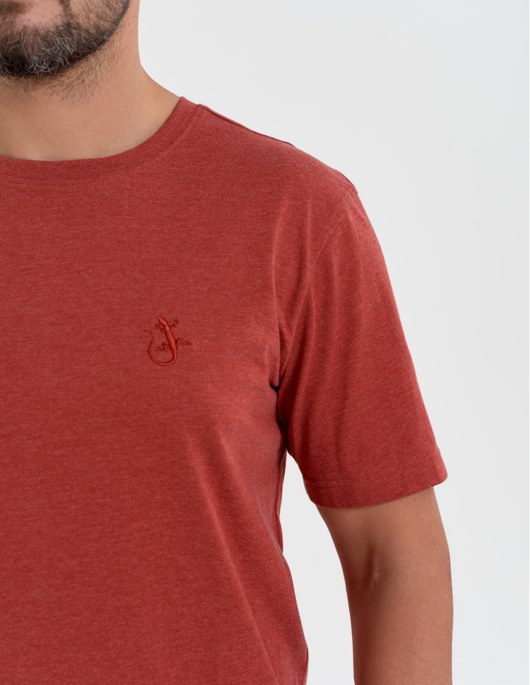 Koszulki z krótkim rękawem - Męska koszulka z krótkim rękawem z efektem peach touch CZERWONY - produkt moraj.pl 7