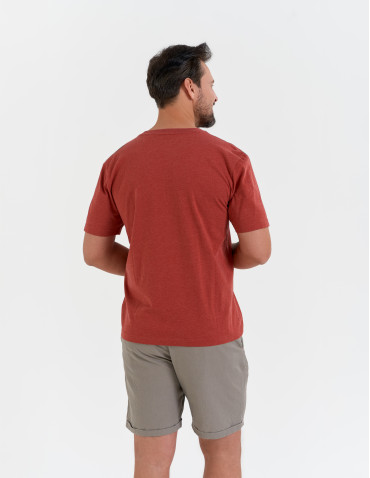 Koszulki z krótkim rękawem - Męska koszulka z krótkim rękawem z efektem peach touch CZERWONY - produkt 3