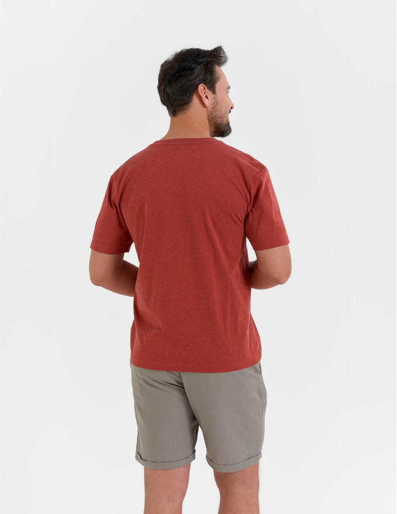 Koszulki z krótkim rękawem - Męska koszulka z krótkim rękawem z efektem peach touch CZERWONY - produkt moraj.pl 3