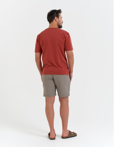 Koszulki z krótkim rękawem - Męska koszulka z krótkim rękawem z efektem peach touch CZERWONY - produkt 6