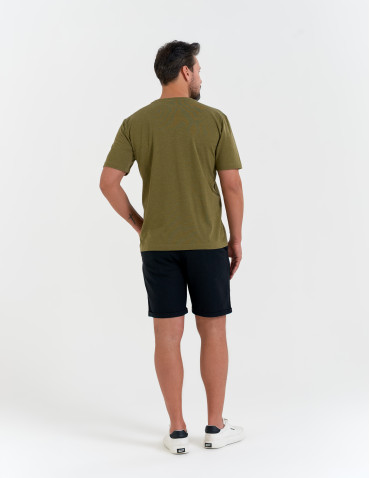 Koszulki z krótkim rękawem - Męska koszulka z krótkim rękawem z efektem peach touch ZIELONY - produkt 3