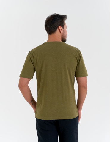 Męska koszulka z krótkim rękawem z efektem peach touch - ZIELONY  - produkt 2