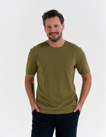 Męska koszulka z krótkim rękawem z efektem peach touch - ZIELONY