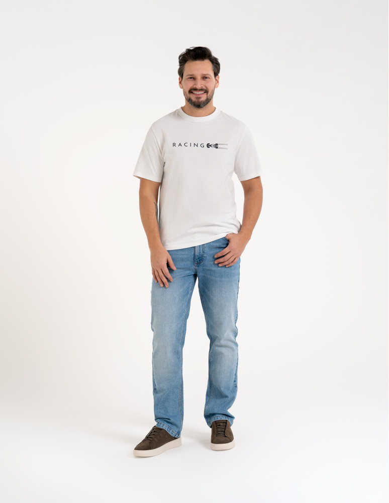 Koszulki i Tank Topy - Męska koszulka z krótkim rękawem o regularnym kroju z printem BIAŁY - produkt moraj.pl 6