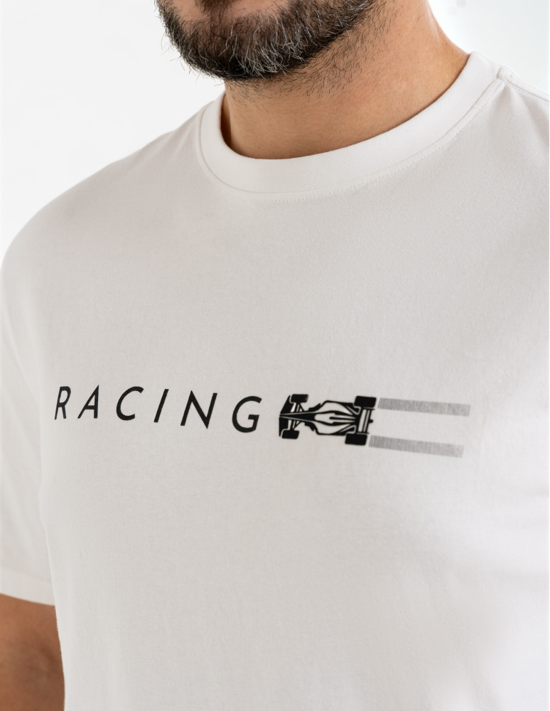 Koszulki i Tank Topy - Męska koszulka z krótkim rękawem o regularnym kroju z printem BIAŁY - produkt moraj.pl 2