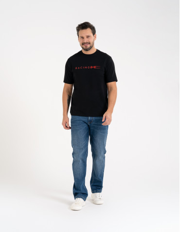 Koszulki i Tank Topy - Męska koszulka z krótkim rękawem o regularnym kroju z printem CZARNY - produkt 7