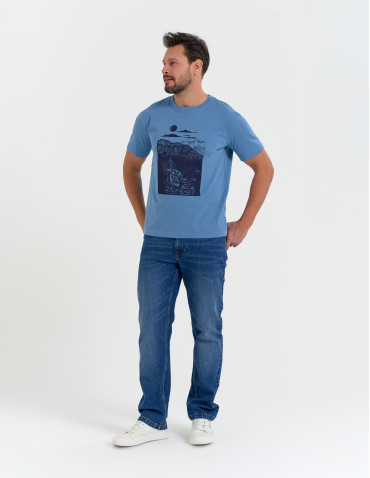 Koszulki i Tank Topy - T-shirt męski koszulka z motywem żeglarskim NIEBIESKI - produkt 6