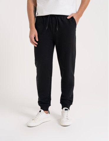 Spodnie dresowe - Spodnie męskie dresowe bawełniane z kieszeniami CZARNY - produkt 8