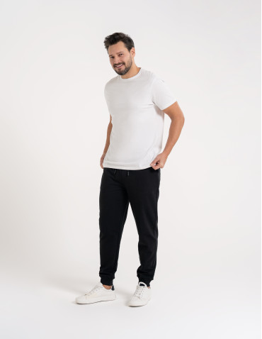 Spodnie dresowe - Spodnie męskie dresowe bawełniane z kieszeniami CZARNY - produkt 14