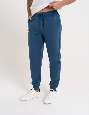 Spodnie dresowe - Spodnie męskie dresowe bawełniane z kieszeniami NIEBIESKI - produkt 5